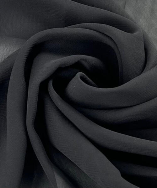 Polyester Chiffon Sheer Woven - Black | #U58 - satin fabrics fabric by LongLing